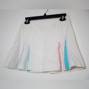 Vintage Tail White Pleated Multicolor Mini Skirt Size 9/10